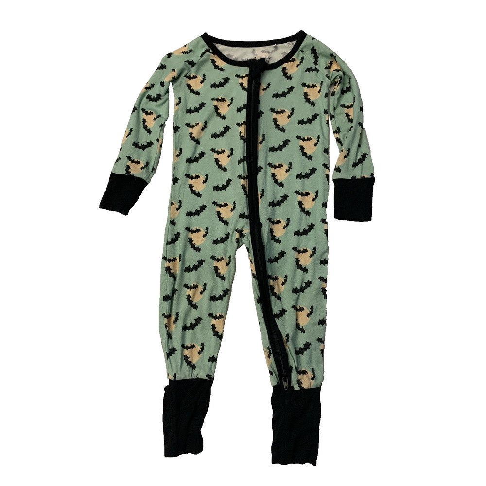 Bundle of Joy Bamboo Baby Sleeper Bat Print Pajamas 0-3 Months Zip Romper